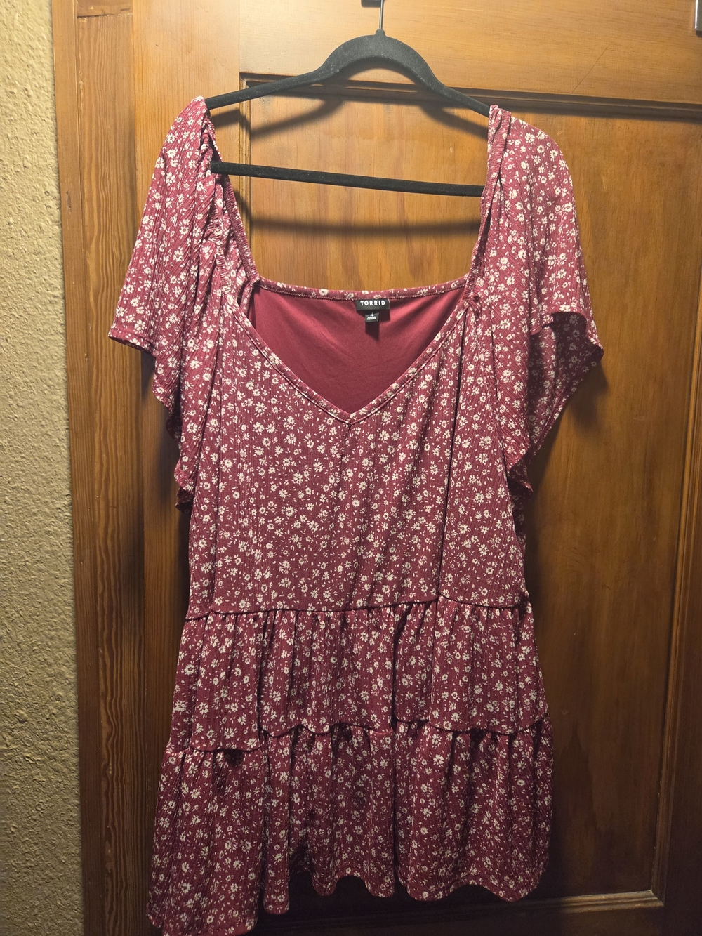 torrid Wine Floral Tiered V-Neck Tunic